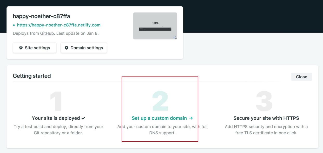 Netlify Set up a custom domain