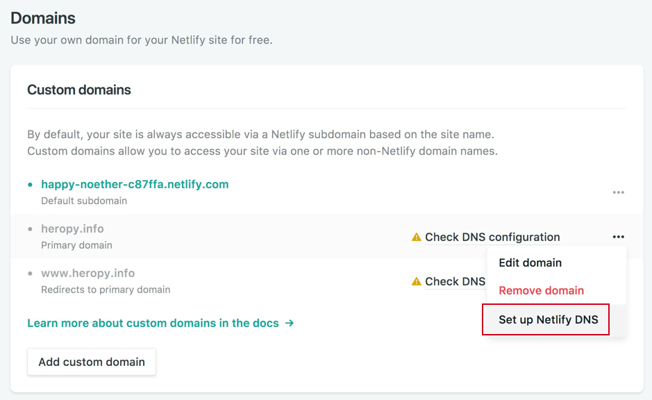 Netlify Set up Netlify DNS