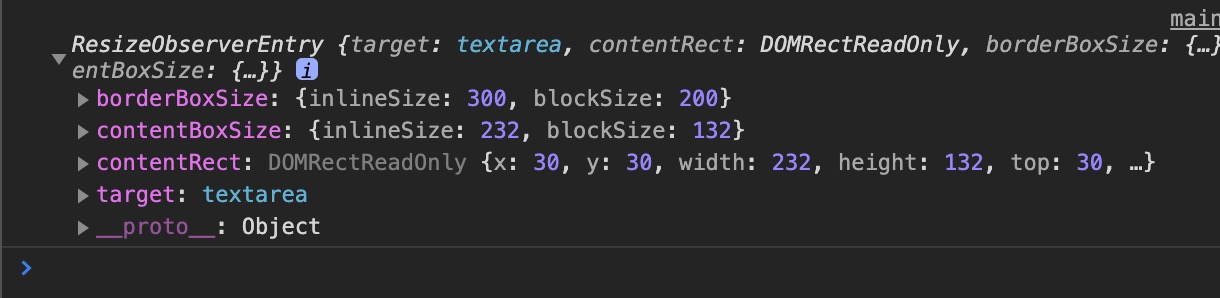 resize observer entry object
