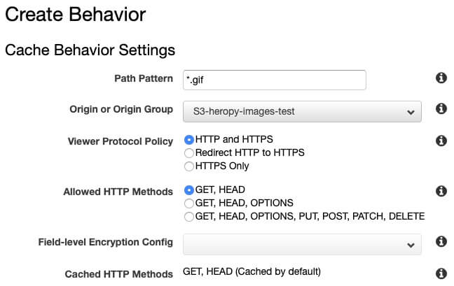 CloudFront Create Behavior