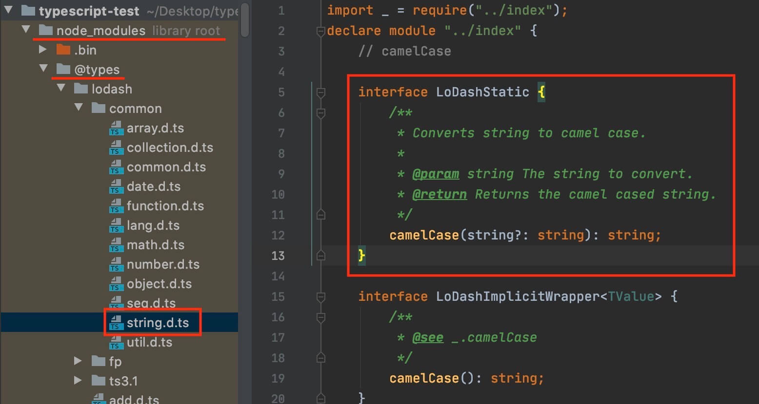 camelCase type declaration in @types/lodash