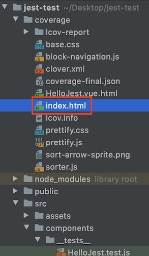 Jest Coverage directory for HTML coverage reporter